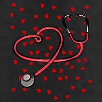 Valentines Day Nurse Stethoscope Hearts 7 Panel Mesh Trucker Snapback Hat