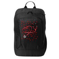 Valentines Day Nurse Stethoscope Hearts City Backpack