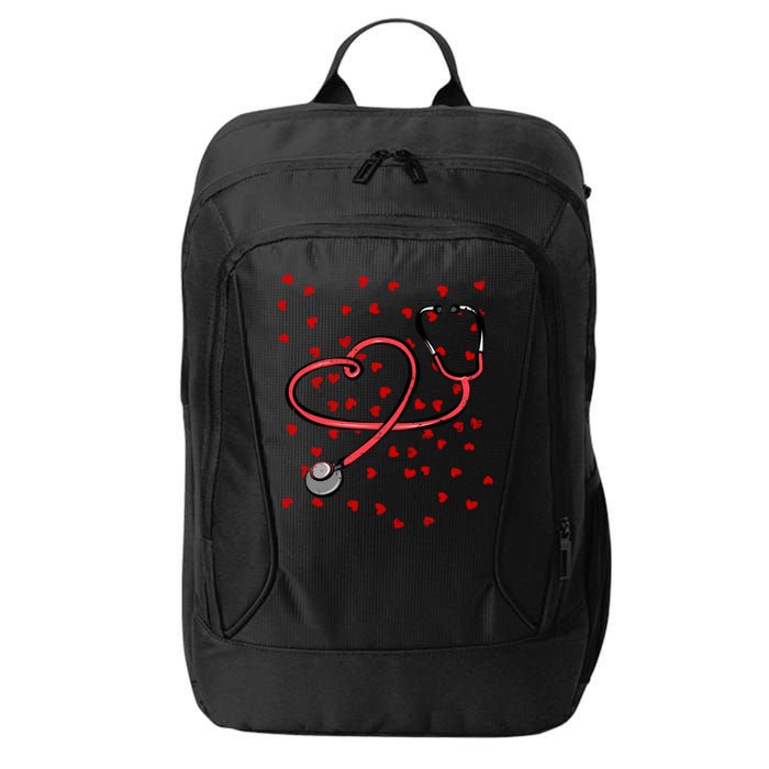 Valentines Day Nurse Stethoscope Hearts City Backpack