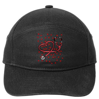 Valentines Day Nurse Stethoscope Hearts 7-Panel Snapback Hat