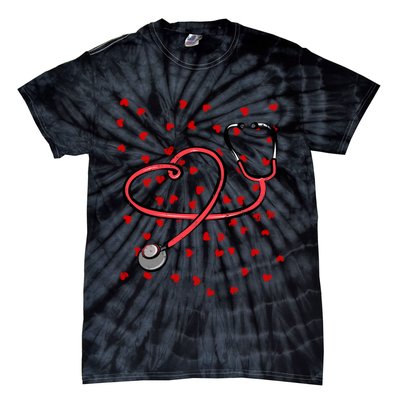 Valentines Day Nurse Stethoscope Hearts Tie-Dye T-Shirt