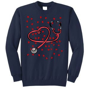 Valentines Day Nurse Stethoscope Hearts Tall Sweatshirt