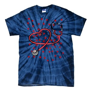 Valentines Day Nurse Stethoscope Hearts Tie-Dye T-Shirt