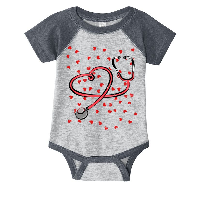 Valentines Day Nurse Stethoscope Hearts Infant Baby Jersey Bodysuit