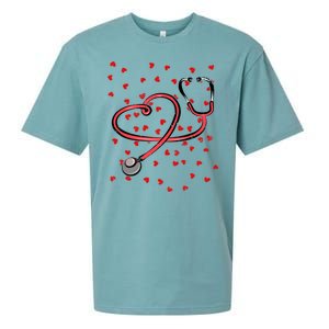 Valentines Day Nurse Stethoscope Hearts Sueded Cloud Jersey T-Shirt