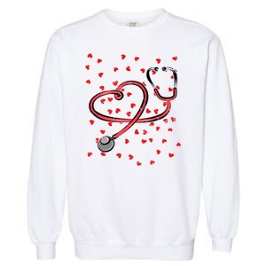 Valentines Day Nurse Stethoscope Hearts Garment-Dyed Sweatshirt