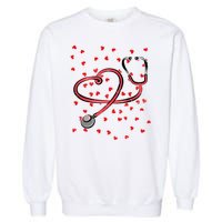 Valentines Day Nurse Stethoscope Hearts Garment-Dyed Sweatshirt