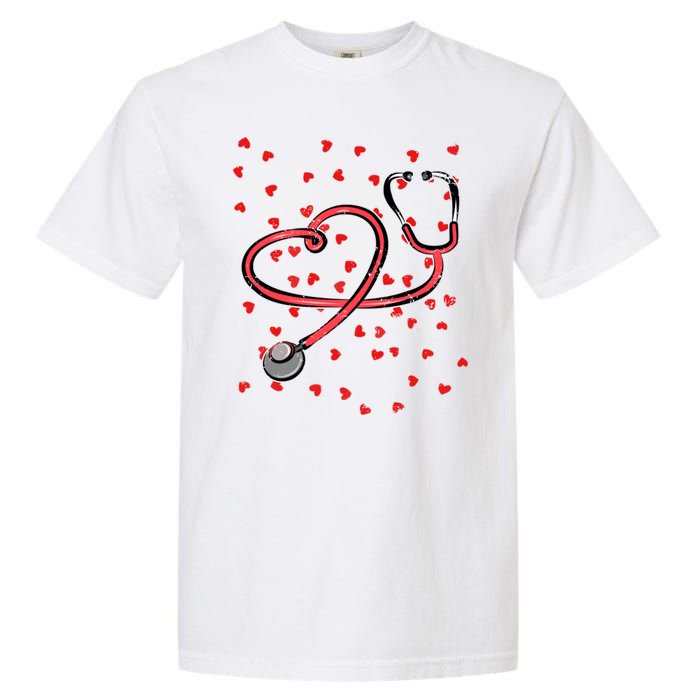 Valentines Day Nurse Stethoscope Hearts Garment-Dyed Heavyweight T-Shirt