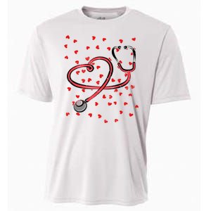 Valentines Day Nurse Stethoscope Hearts Cooling Performance Crew T-Shirt