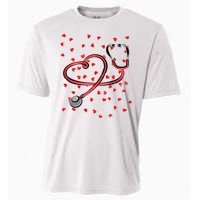 Valentines Day Nurse Stethoscope Hearts Cooling Performance Crew T-Shirt