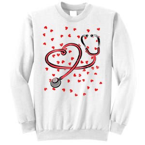 Valentines Day Nurse Stethoscope Hearts Sweatshirt