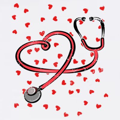 Valentines Day Nurse Stethoscope Hearts T-Shirt