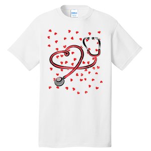 Valentines Day Nurse Stethoscope Hearts Tall T-Shirt