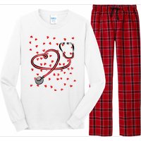 Valentines Day Nurse Stethoscope Hearts Long Sleeve Pajama Set