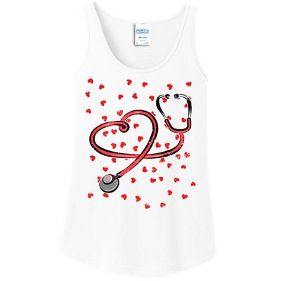 Valentines Day Nurse Stethoscope Hearts Ladies Essential Tank