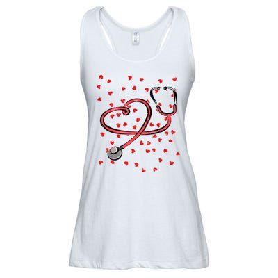 Valentines Day Nurse Stethoscope Hearts Ladies Essential Flowy Tank