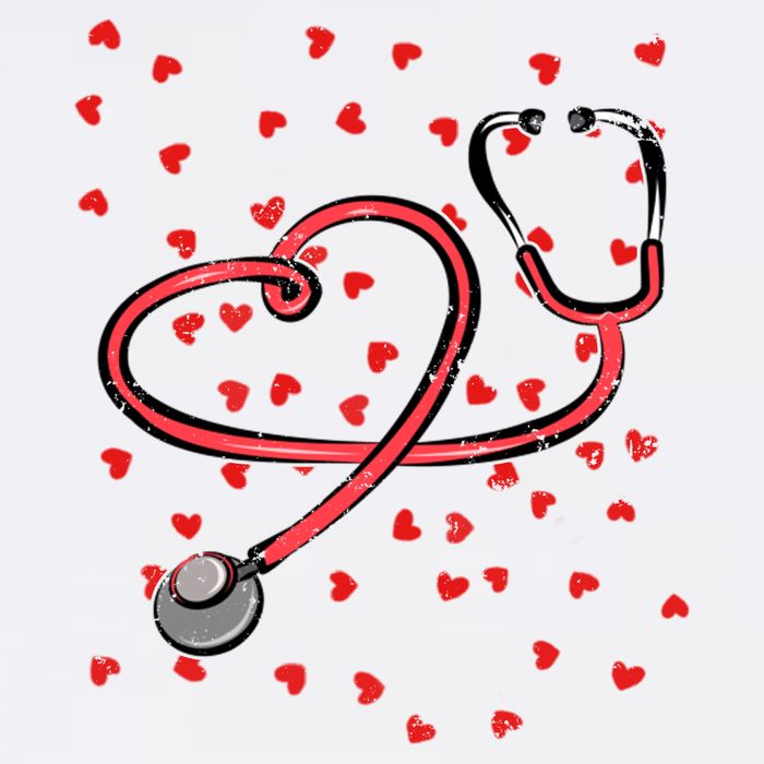 Valentines Day Nurse Stethoscope Hearts Flat Bill Trucker Hat