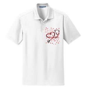 Valentines Day Nurse Stethoscope Hearts Dry Zone Grid Polo