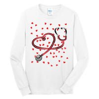 Valentines Day Nurse Stethoscope Hearts Tall Long Sleeve T-Shirt