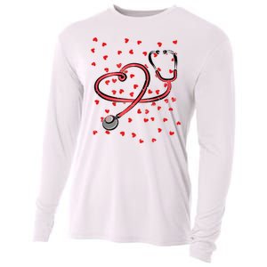 Valentines Day Nurse Stethoscope Hearts Cooling Performance Long Sleeve Crew