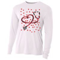 Valentines Day Nurse Stethoscope Hearts Cooling Performance Long Sleeve Crew