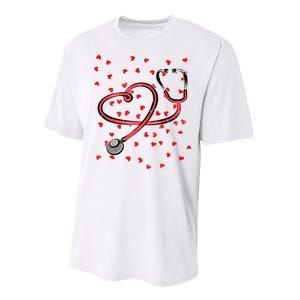 Valentines Day Nurse Stethoscope Hearts Performance Sprint T-Shirt