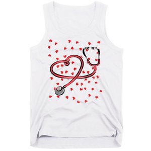 Valentines Day Nurse Stethoscope Hearts Tank Top