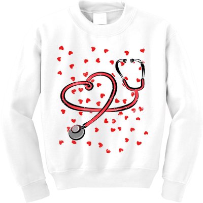 Valentines Day Nurse Stethoscope Hearts Kids Sweatshirt
