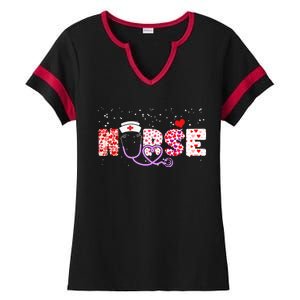 Valentines Day Nurse Logo Ladies Halftime Notch Neck Tee