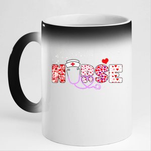 Valentines Day Nurse Logo 11oz Black Color Changing Mug