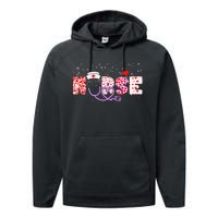 Valentines Day Nurse Logo Performance Fleece Hoodie