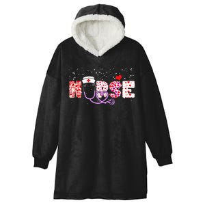 Valentines Day Nurse Logo Hooded Wearable Blanket