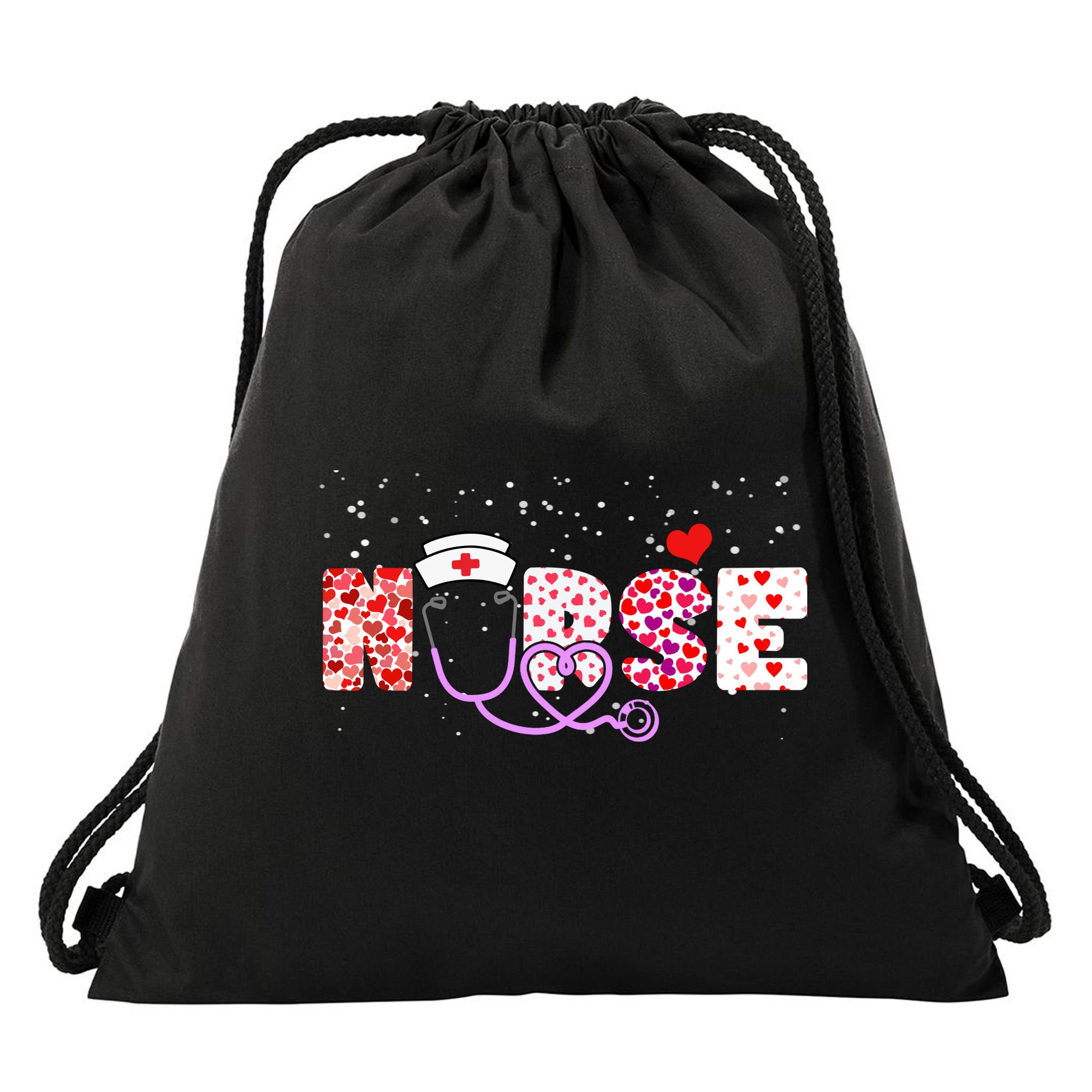 Valentines Day Nurse Logo Drawstring Bag