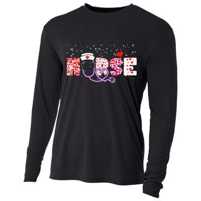 Valentines Day Nurse Logo Cooling Performance Long Sleeve Crew