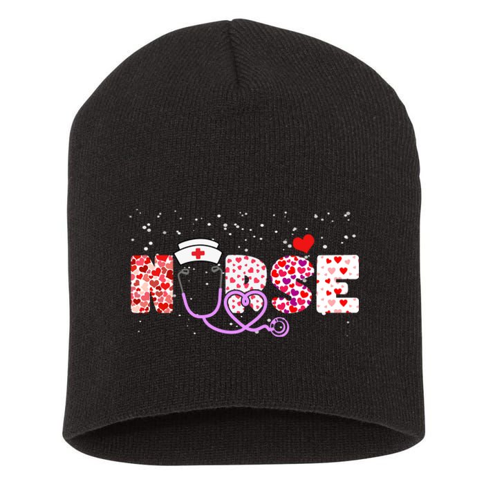 Valentines Day Nurse Logo Short Acrylic Beanie