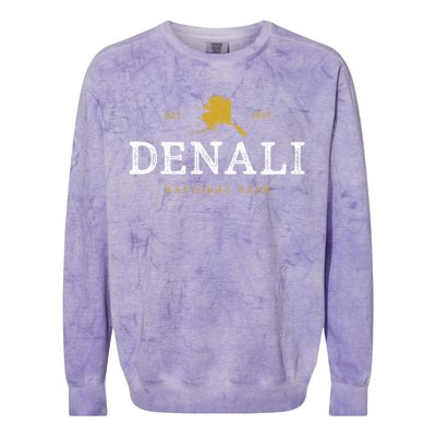 Vintage Denali National Park Alaska Souvenir Est 1917 Colorblast Crewneck Sweatshirt