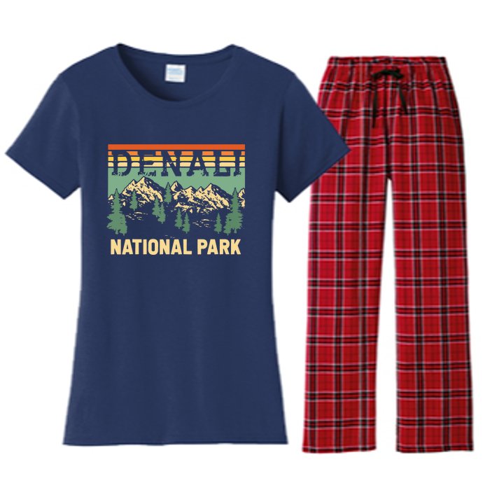 Vintage Denali National Park Denali Park Alaska Women's Flannel Pajama Set