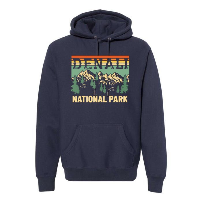 Vintage Denali National Park Denali Park Alaska Premium Hoodie