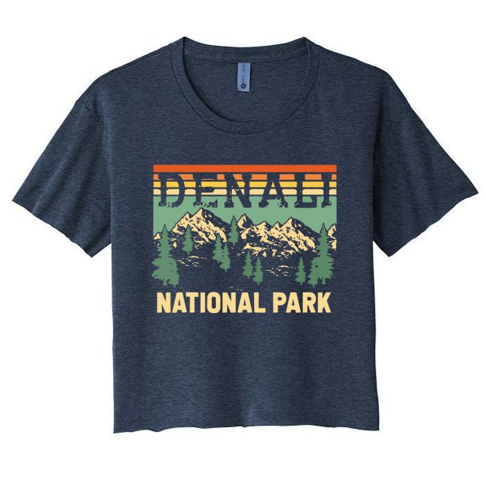 Vintage Denali National Park Denali Park Alaska Women's Crop Top Tee