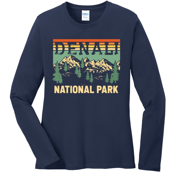 Vintage Denali National Park Denali Park Alaska Ladies Long Sleeve Shirt