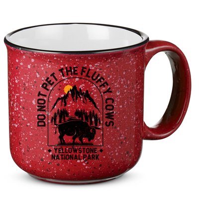 Vintage Do Not Pet The Fluffy Cows Yellowstone National Park 15oz Campfire Ceramic Mug