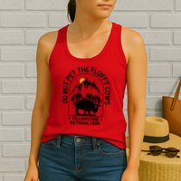 Vintage Do Not Pet The Fluffy Cows Yellowstone National Park Womens Tank Top