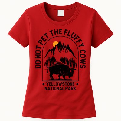 Vintage Do Not Pet The Fluffy Cows Yellowstone National Park Womens T-Shirt