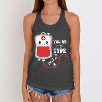 ValentineS Day Nurse YouRe My Type Medical Pun Blood Bank Women's Knotted Racerback Tank