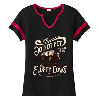 Vintage Do Not Pet the Fluffy Cows American Bison Ladies Halftime Notch Neck Tee