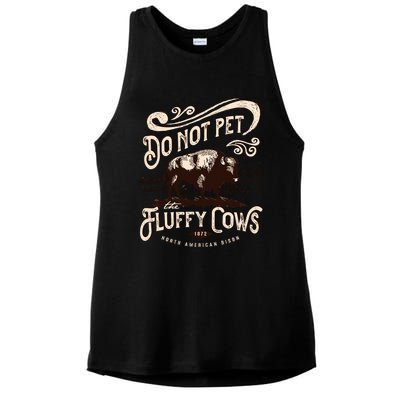 Vintage Do Not Pet the Fluffy Cows American Bison Ladies PosiCharge Tri-Blend Wicking Tank