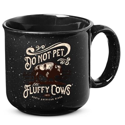 Vintage Do Not Pet the Fluffy Cows American Bison 15oz Campfire Ceramic Mug