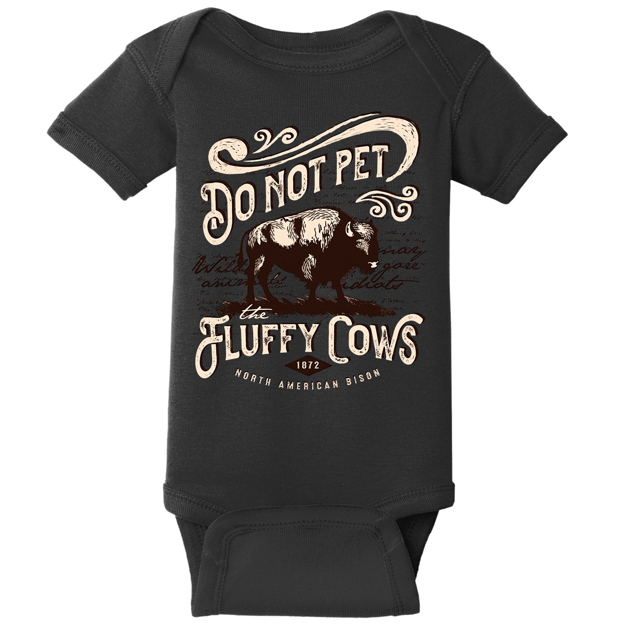 Vintage Do Not Pet the Fluffy Cows American Bison Baby Bodysuit