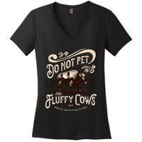 Vintage Do Not Pet the Fluffy Cows American Bison Women's V-Neck T-Shirt