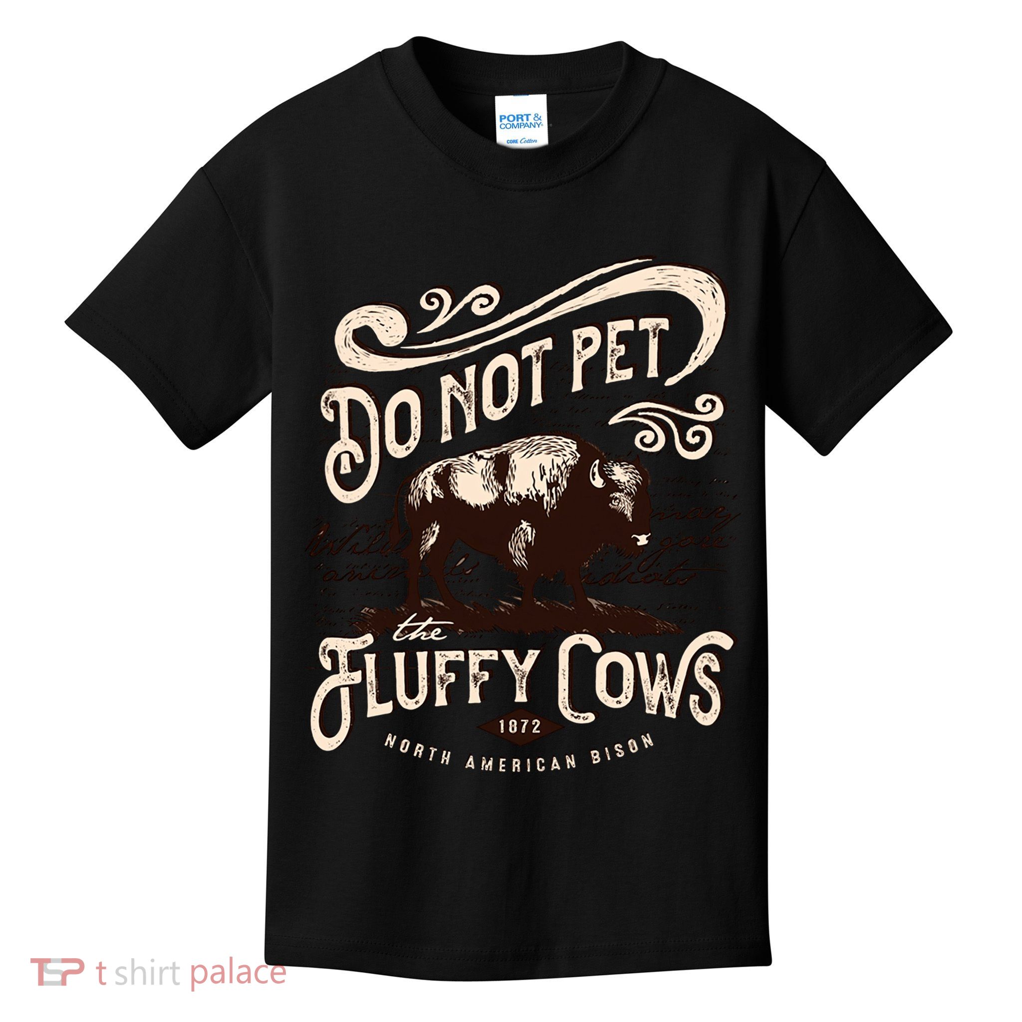 Vintage Do Not Pet the Fluffy Cows American Bison Kids T-Shirt